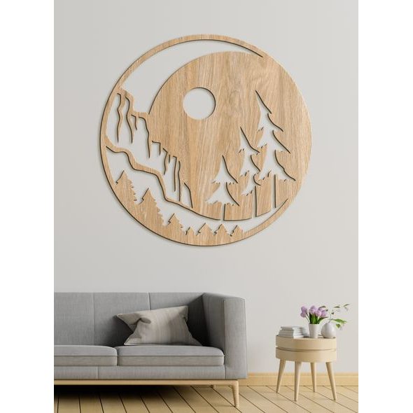 Dřevěná malba noční krajina