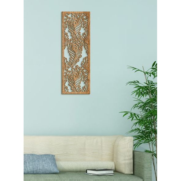 Luxusní dřevěná mandala Páví peří