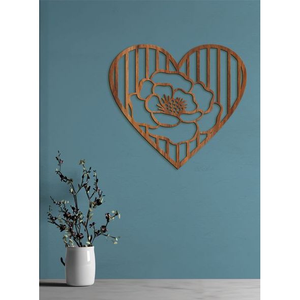 Dřevěný obrázek růže v srdci