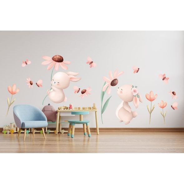 Zajačiky s kvetinami