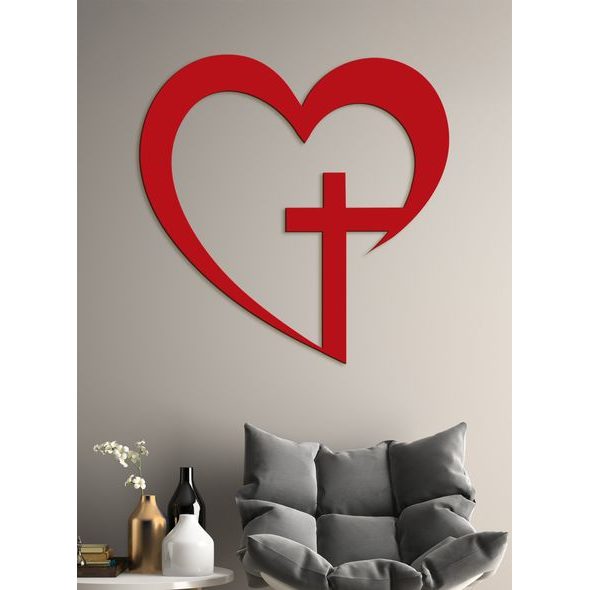 Drevený obraz na stenu Kríž v srdci