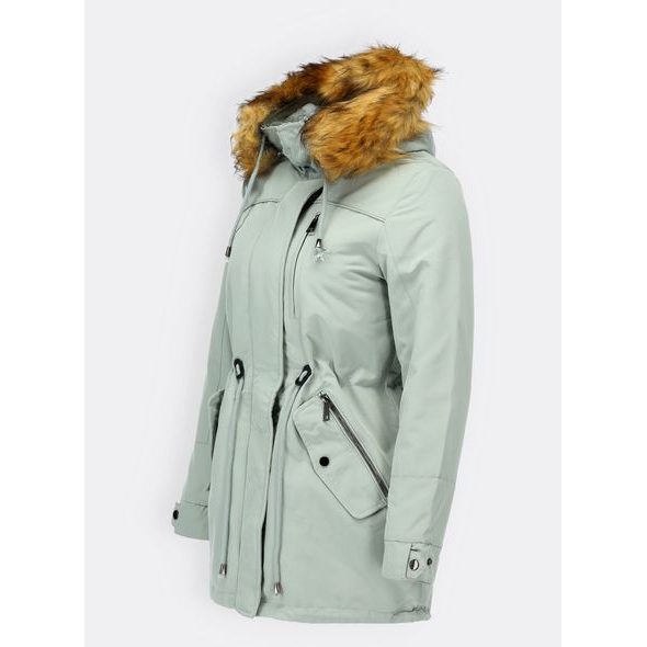 Dámská zimní bunda s kapucí světle zelená