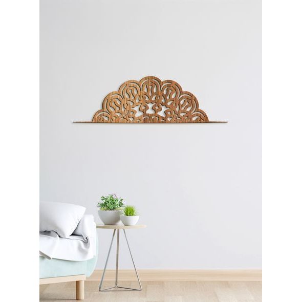 Dřevěná mandala půlkruh FLORA