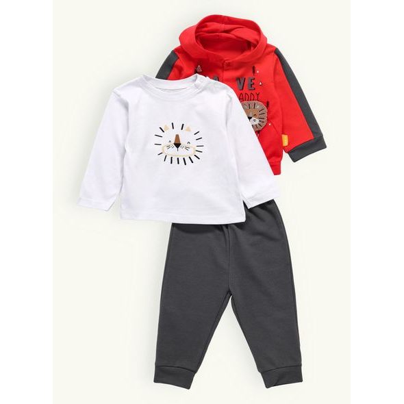 Kojenecká tepláková souprava STATEČNÝ LEV červeno-grafitová