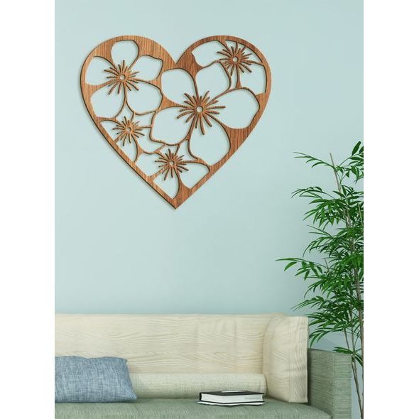 Dřevěný obraz Srdce plné květin