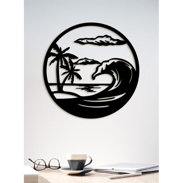 Dřevěný obraz na stěně pláže