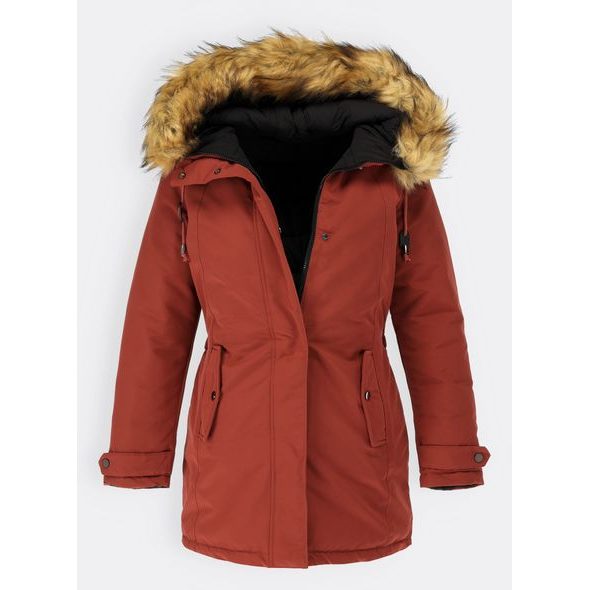 Dámská oboustranná zimní bunda skořicově černá