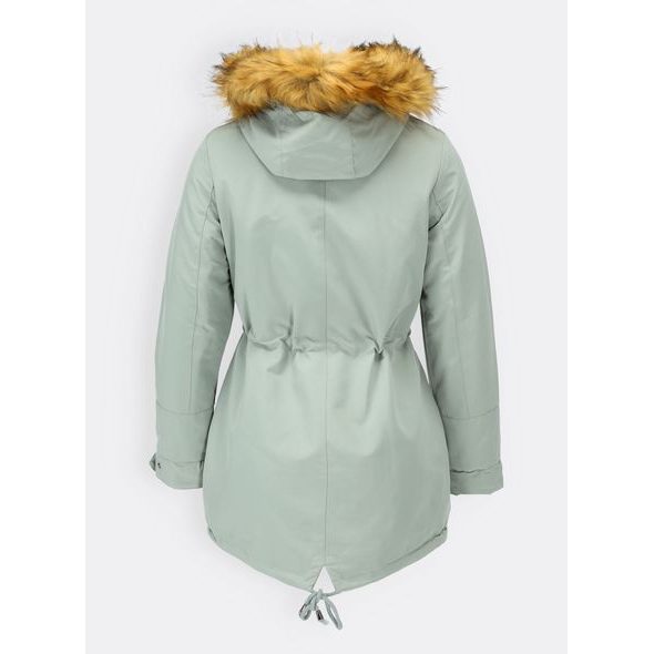 Dámská zimní bunda s kapucí světle zelená