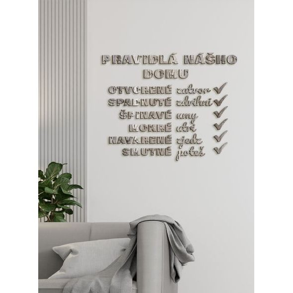 Drevený citát "Pravidlá nášho domu"