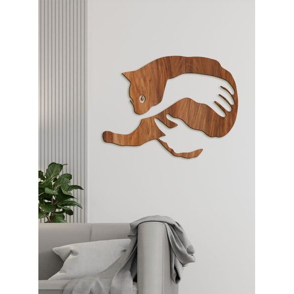 Drevený obraz na stenu mačka v náručí