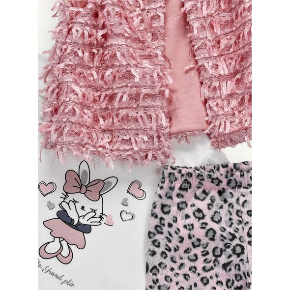 Dětská tepláková souprava s leopardím vzorem bílo-růžová
