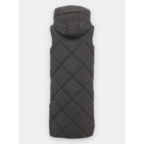 Dámska dlhá prešívaná vesta tmavozelená