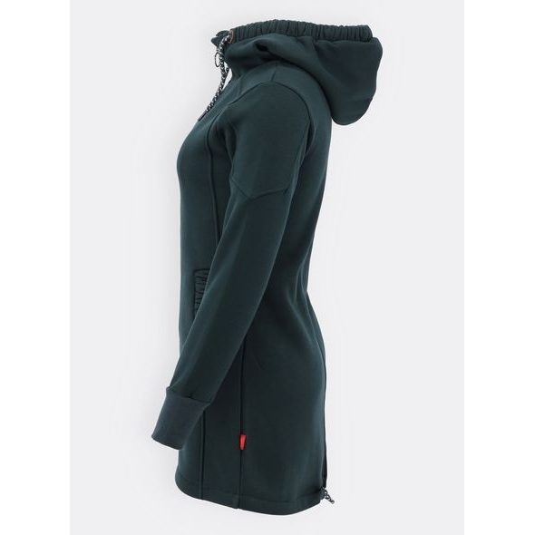 Dámska predĺžená mikina s kapucňou smaragdovozelená