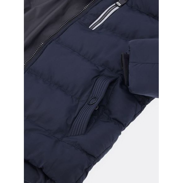 Pánská prošívaná bunda s kapucí tmavě modrá