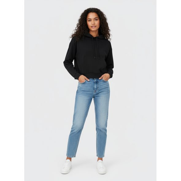 DÁMSKÁ MIKINA CROP TOP ČERNÁ