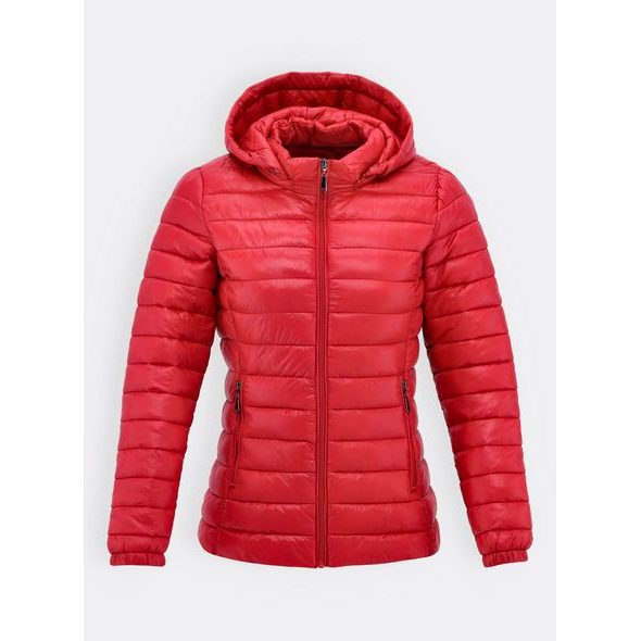 Dámska lesklá prešívaná bunda červená