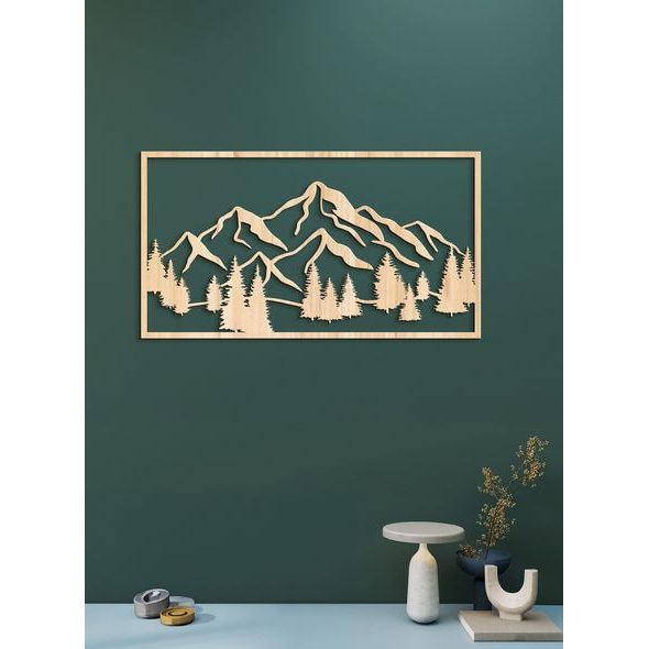 Dřevěný obraz Horská krajina