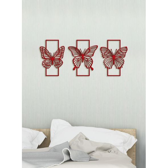 Trojdielna drevená dekorácia MOTÝLE