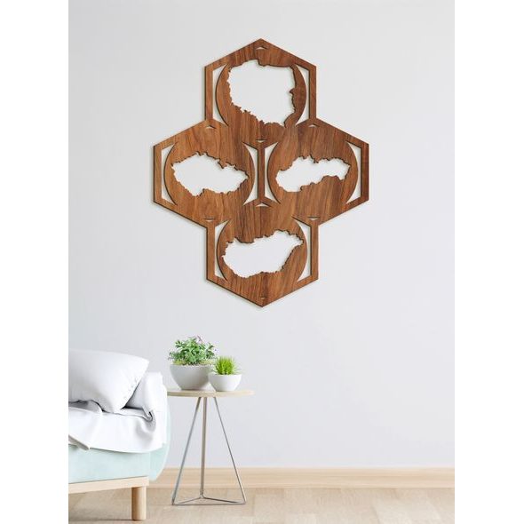 Dřevěný nástěnný obraz Mapy