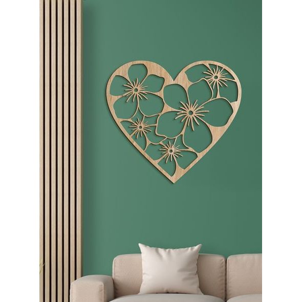 Dřevěný obraz Srdce plné květin