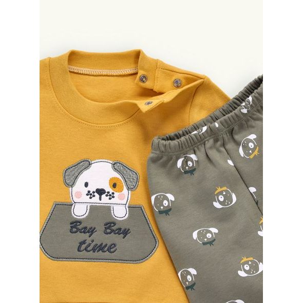 Dětská tepláková souprava PSÍK žluto-olivová