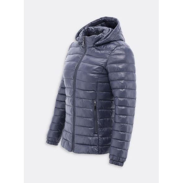 Dámská lesklá prošívaná bunda grafitová