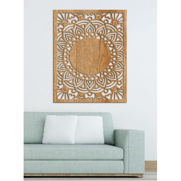 Dřevěná mandala sluneční květina