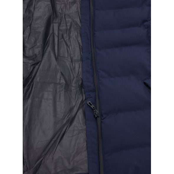 Dámská prošívaná bunda s kožešinou tmavě modrá