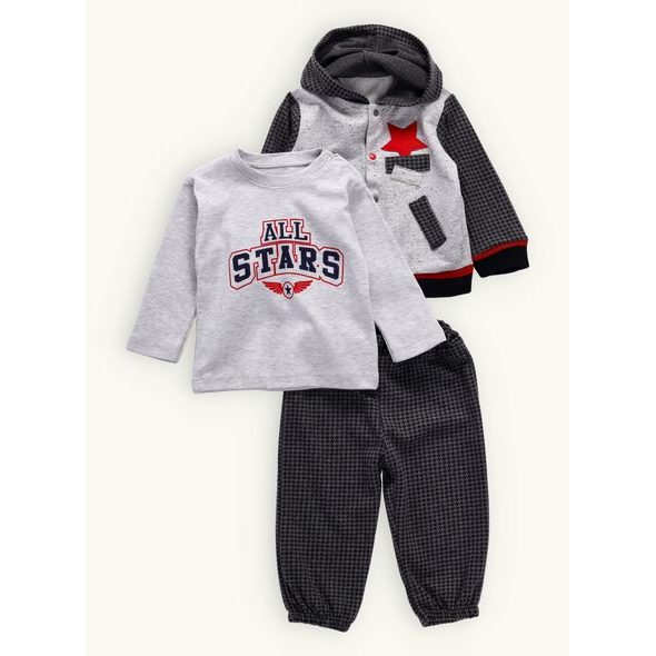 Dětská tepláková souprava HVIEZDA šedá-grafitová