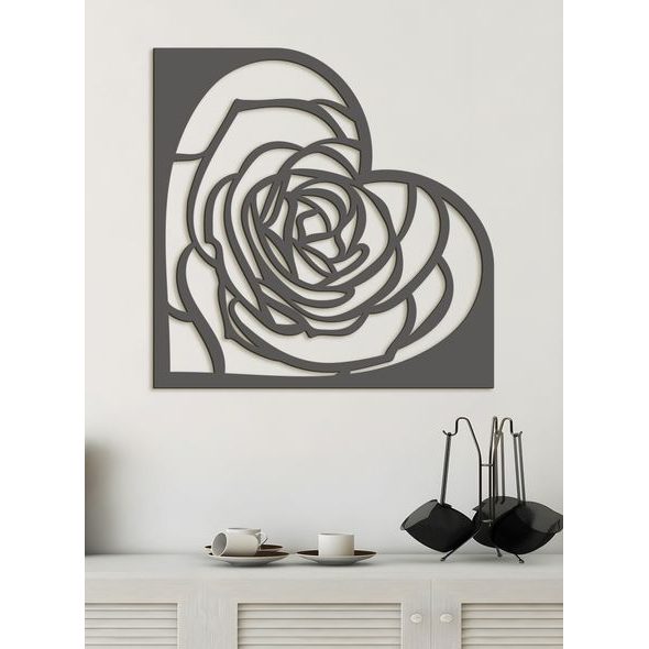 Dřevěná dekorace na zeď ROSE