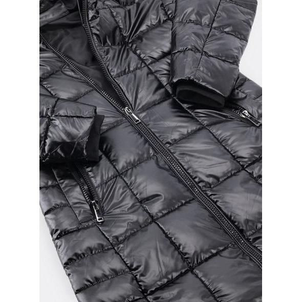 Dámská lesklá prošívaná bunda černá