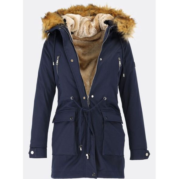 Parka s odopínateľným futrom tmavomodrá