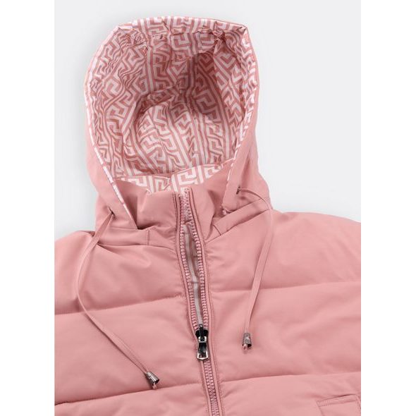 Dámská krátká prošívaná bunda pudrová