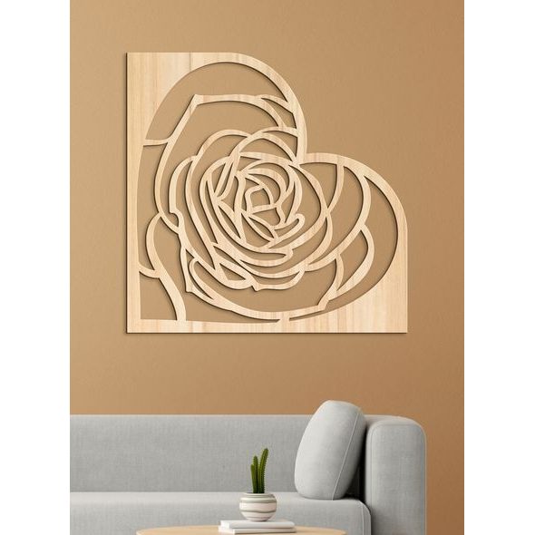Dřevěná dekorace na zeď ROSE