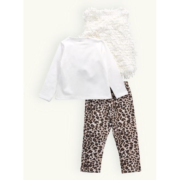 Dětská tepláková souprava s leopardím vzorem bílo-hnědá
