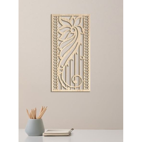 Dřevěná květinová mandala na zeď