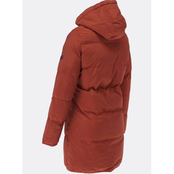 Dámska zimná bunda s kožušinovou podšívkou červenohnedá