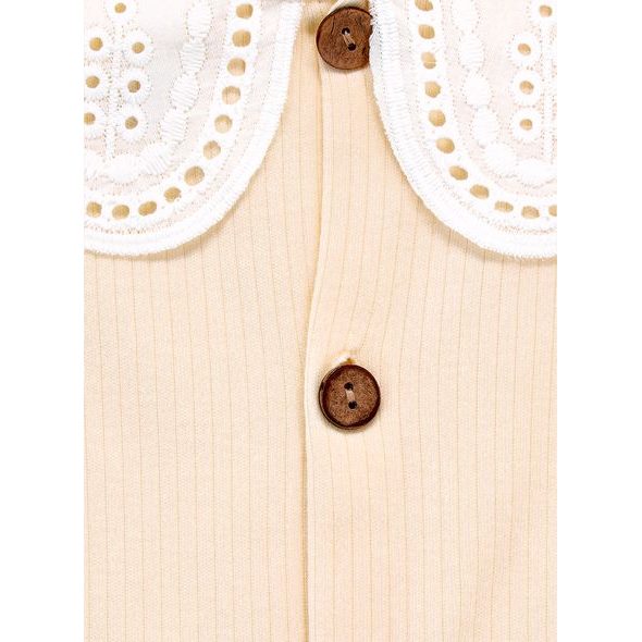 Novorozenecké body s krajkou a čepičkou smetanové barvy