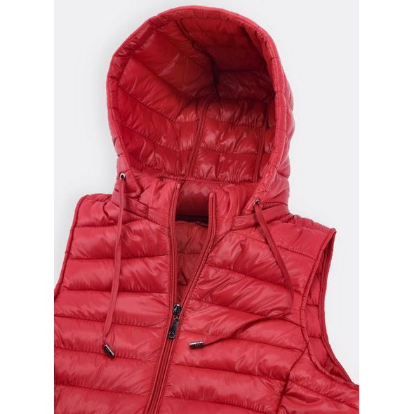 Dámská krátká vesta s kapucí červená