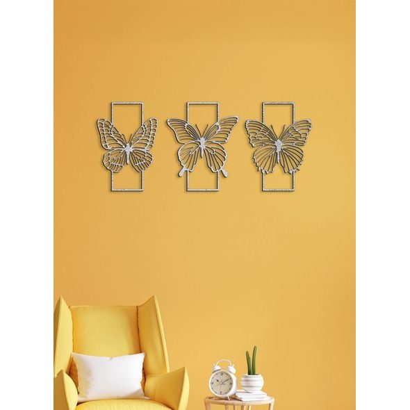 Trojdielna drevená dekorácia MOTÝLE