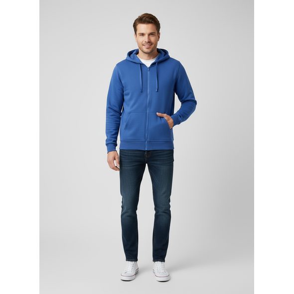 PÁNSKÁ MIKINA S KAPUCÍ BEZ POTISKU MODRÁ