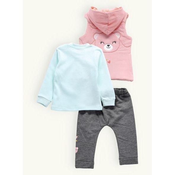 Dětská tepláková souprava MEDVEDICA šedo-mentolovo-pudrová