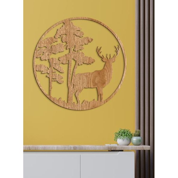 Dřevěný obraz Silueta jelena