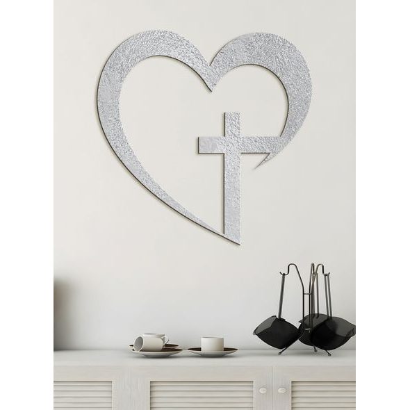 Drevený obraz na stenu Kríž v srdci