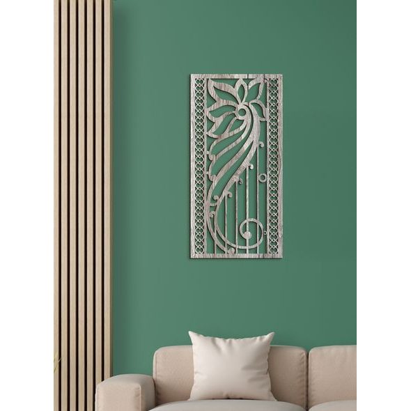 Dřevěná květinová mandala na zeď