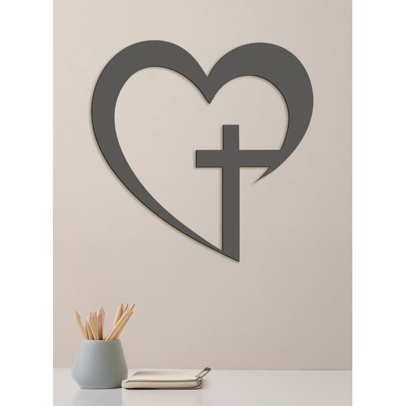 Drevený obraz na stenu Kríž v srdci