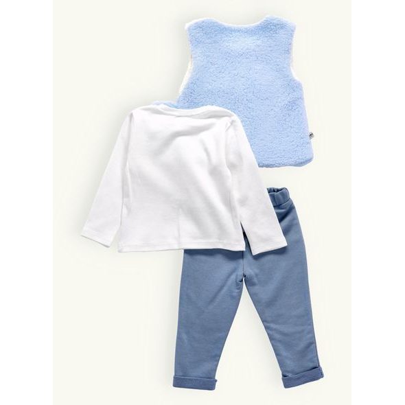 Dětská tepláková souprava s plyšovou vestou modro-bílá