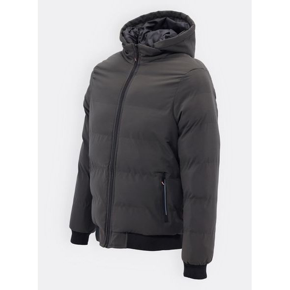 Pánska zimná bunda s kapucňou tmavozelená