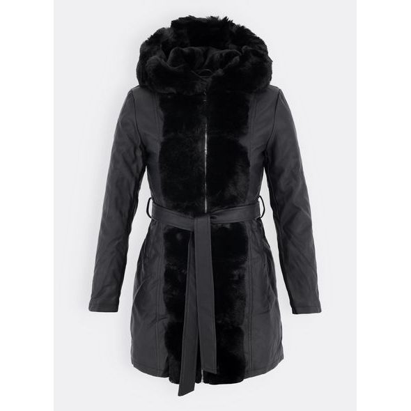 Dámska kožená zateplená bunda čierna | Koženkové bundy | Trendova.sk