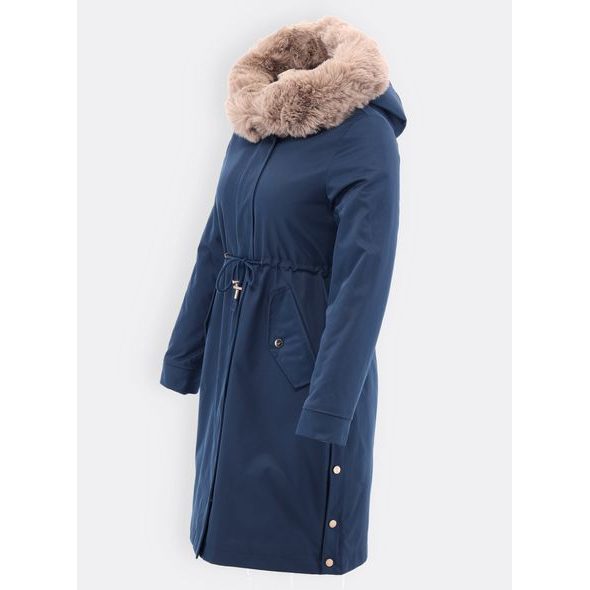 Dámska dlhá zimná bunda tmavomodrá